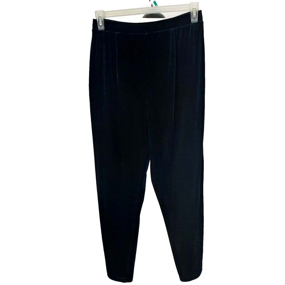 Koret Velvet Velour Party Holiday PANTS Size PL Pull on Elastic Waist Dark Teal